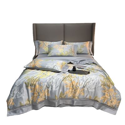 100%TENCEL 300TC 60S Densidad de tejido Tencel Flores Cubierta de colchón Set de ropa de cama