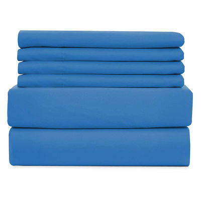 100% de poliéster de tejido sólido de microfibra ropa de cama conjunto de 4 o 6 piezas de sábanas de cama plana lavable