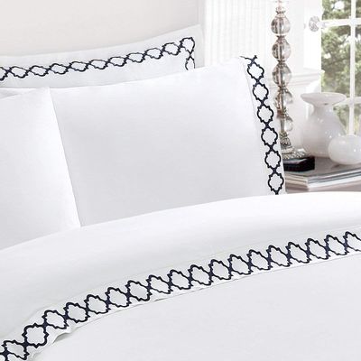 Sillón de cama plana de toda la temporada Sillón de cama de lujo bordado egipcio Conjunto con hermoso bordado de cuerda 4 piezas