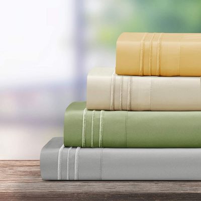 Transforma tu habitación de los niños en un refugio acogedor con 4 PCS 3 líneas de bordado de sábanas de cama