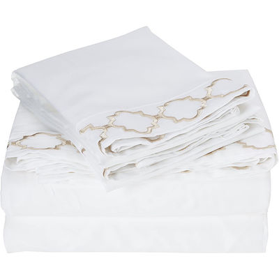 Super suave microfibra bordado sábanas de dormitorio conjunto tamaño completo 4pcs Refrigeración y transpirable