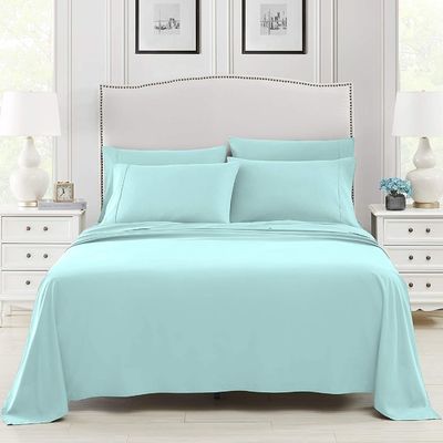 Conjunto de ropa de cama de microfibra súper suave de 6 PC resistente a las arrugas y a la decoloración para bolsillo profundo de 14'