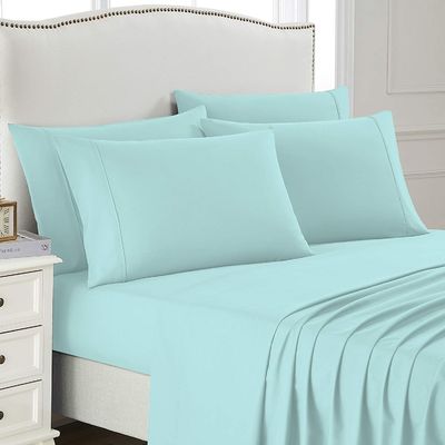 Conjunto de ropa de cama de microfibra súper suave de 6 PC resistente a las arrugas y a la decoloración para bolsillo profundo de 14'