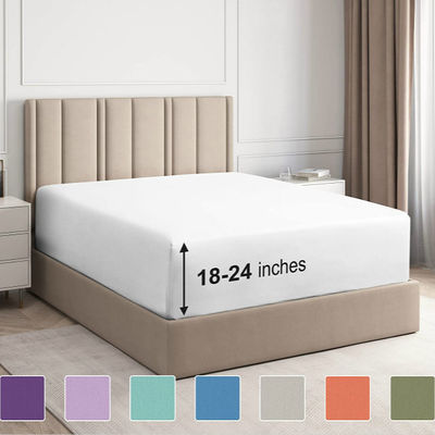 Coser hojas de color personalizado 100% de algodón para hojas de cama de bolsillo extra profundo