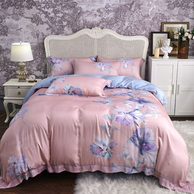 Diseño de flores personalizado Lavable 60s 100% Lyocell Sateen Set de ropa de cama para el dormitorio grado A