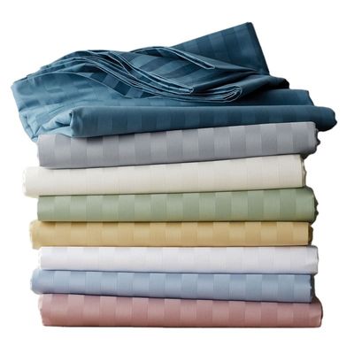 Cuenta de hilos 300tc 100% de algodón estriado Set de ropa de cama de satén para hotel de lujo 5 estrellas
