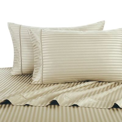 Cuenta de hilos 300tc 100% de algodón estriado Set de ropa de cama de satén para hotel de lujo 5 estrellas