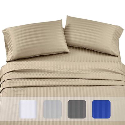 Cuenta de hilos 300tc 100% de algodón estriado Set de ropa de cama de satén para hotel de lujo 5 estrellas