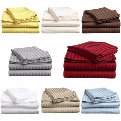 Cuenta de hilos 300tc 100% de algodón estriado Set de ropa de cama de satén para hotel de lujo 5 estrellas