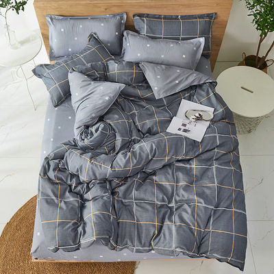Tejido de poliéster 100% King Size Linen Set de habitación con cubierta de edredón y sábana plana