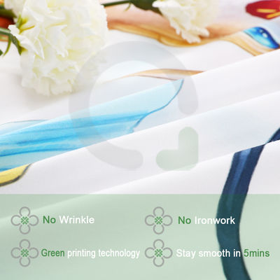Set de ropa de cama de 4 piezas para todas las estaciones Princesa y cortinas Linens lavados con piedra para niños tamaño completo