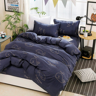 Set de ropa de cama de 4 piezas para todas las estaciones Princesa y cortinas Linens lavados con piedra para niños tamaño completo
