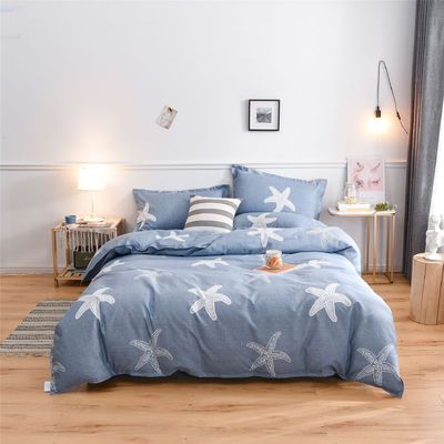 Blanco de 4 piezas 100% de algodón Set de ropa de cama de colcha de color personalizado Set de sábanas de cama