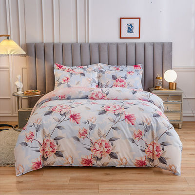 Blanco de 4 piezas 100% de algodón Set de ropa de cama de colcha de color personalizado Set de sábanas de cama