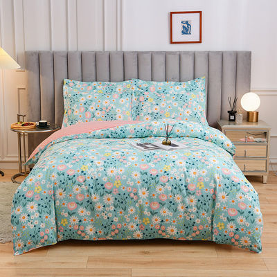 Blanco de 4 piezas 100% de algodón Set de ropa de cama de colcha de color personalizado Set de sábanas de cama