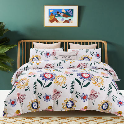 Blanco de 4 piezas 100% de algodón Set de ropa de cama de colcha de color personalizado Set de sábanas de cama