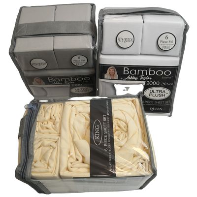 Moderno estilo 2200 Cuenta de hilos Set de hojas de tela de bambú 6pcs Set de hojas de almohada