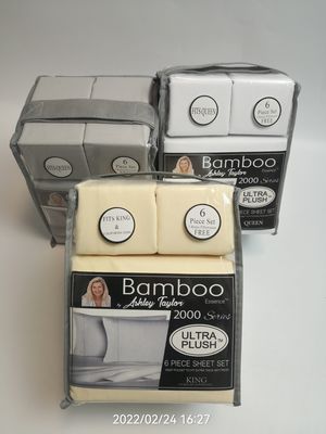 Moderno estilo 2200 Cuenta de hilos Set de hojas de tela de bambú 6pcs Set de hojas de almohada