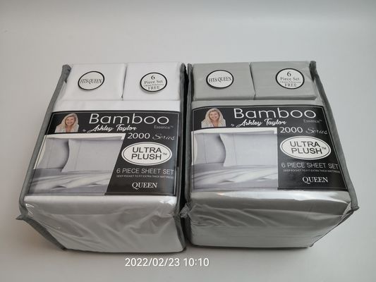 Moderno estilo 2200 Cuenta de hilos Set de hojas de tela de bambú 6pcs Set de hojas de almohada
