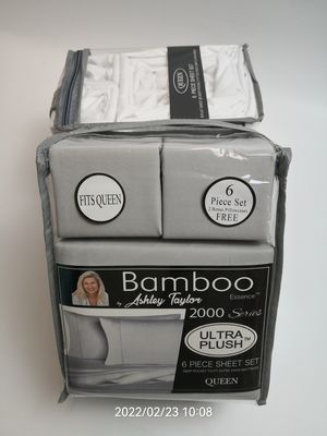 Moderno estilo 2200 Cuenta de hilos Set de hojas de tela de bambú 6pcs Set de hojas de almohada
