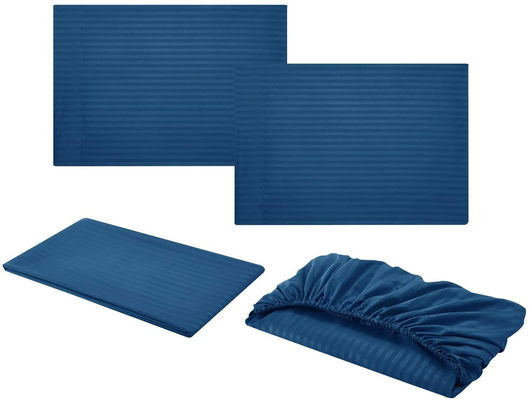 Satin Stripe 90GSM Microfibra Extra Blanda Seti de Sábanas de lujo 3pcs 4pcs Navy Pocket Profundo