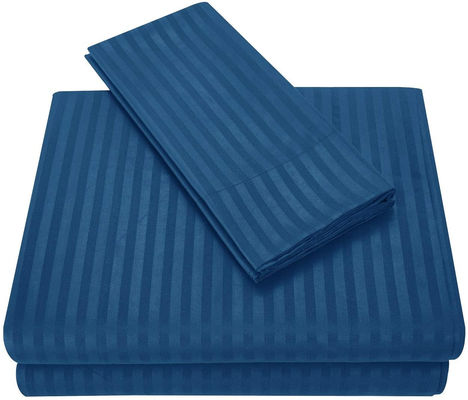 Satin Stripe 90GSM Microfibra Extra Blanda Seti de Sábanas de lujo 3pcs 4pcs Navy Pocket Profundo