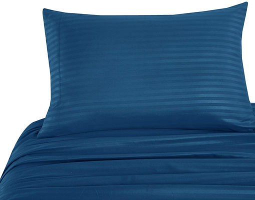 Satin Stripe 90GSM Microfibra Extra Blanda Seti de Sábanas de lujo 3pcs 4pcs Navy Pocket Profundo