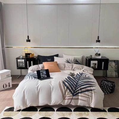 Cuatro piezas de algodón de aloe para la piel Cubierta de edredón de cama con 133x72 densidad