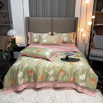 100%TENCEL 300TC 60S Densidad de tejido Tencel Flores Cubierta de colchón Set de ropa de cama