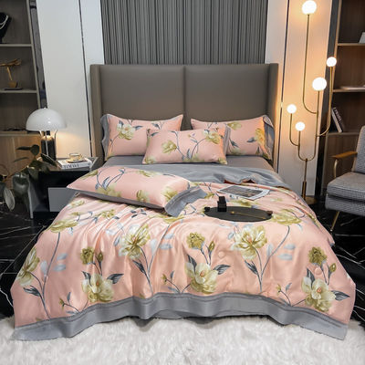 100%TENCEL 300TC 60S Densidad de tejido Tencel Flores Cubierta de colchón Set de ropa de cama