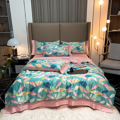 100%TENCEL 300TC 60S Densidad de tejido Tencel Flores Cubierta de colchón Set de ropa de cama