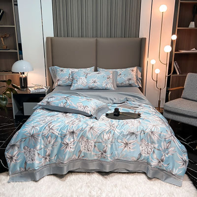 100%TENCEL 300TC 60S Densidad de tejido Tencel Flores Cubierta de colchón Set de ropa de cama