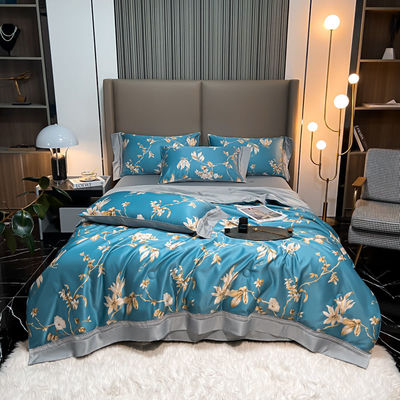 Estilizado Tencel Modal Sheet Set de almohada con cubierta de edredón bordado y almohadillas