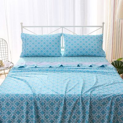 Conjunto de hojas de flanela de microfibra personalizado - Colección de ropa de cama de lujo impresa de 4 piezas para hotel