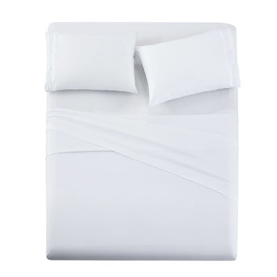 Polí algodón 300tc Hotel Blanco bordado Sábana de cama Sábana de cojín Set de almohada