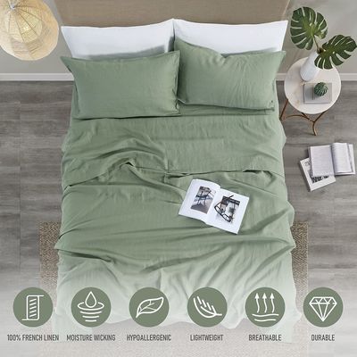 Bolsillo profundo 1,5-2 Kg Lujo Línano Francés Lavado con Piedra Sábanas de cama 3 piezas Estilo lujo