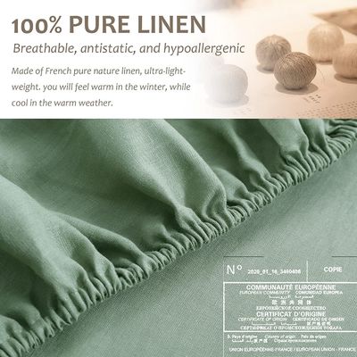 Bolsillo profundo 1,5-2 Kg Lujo Línano Francés Lavado con Piedra Sábanas de cama 3 piezas Estilo lujo