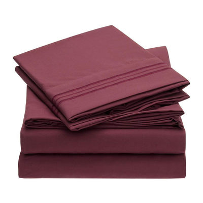 80 gramos de microfibra tres líneas bordado sábanas de cama conjunto 4pcs para el dormitorio