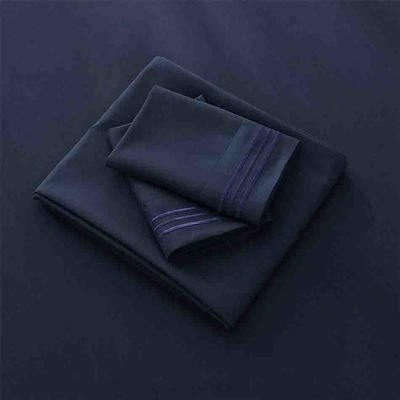 80 gramos de microfibra tres líneas bordado sábanas de cama conjunto 4pcs para el dormitorio