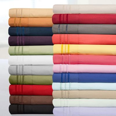 80 gramos de microfibra tres líneas bordado sábanas de cama conjunto 4pcs para el dormitorio