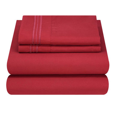 80 gramos de microfibra tres líneas bordado sábanas de cama conjunto 4pcs para el dormitorio