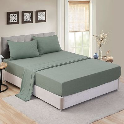 Lábanas de cama de 4 piezas de algodón lavado 100% sin relleno para dormir relajadamente