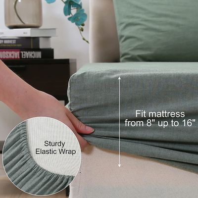 Lábanas de cama de 4 piezas de algodón lavado 100% sin relleno para dormir relajadamente