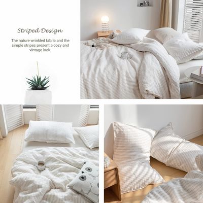 Conjunto de ropa de cama de lino 100% puro 3Pcs de ropa de cama de lino natural