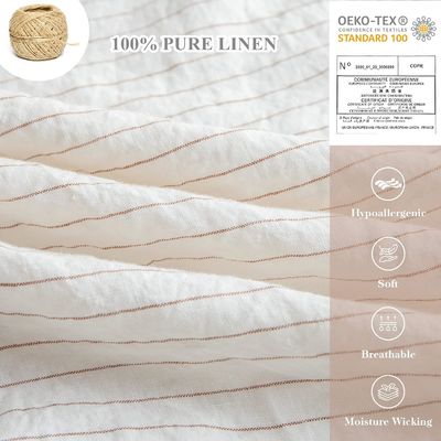 Conjunto de ropa de cama de lino 100% puro 3Pcs de ropa de cama de lino natural